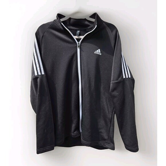 Mens ADIDAS Lightweight Golf Jacket Size Large L Black 3 Stripes UPF50 Full Zip - Picture 1 of 15
